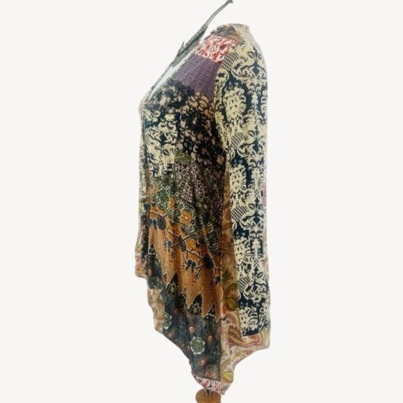 Artisan De Lux X Anthropologie Boho Paisley Asymmetrical Button Down Top - Picture 6 of 16